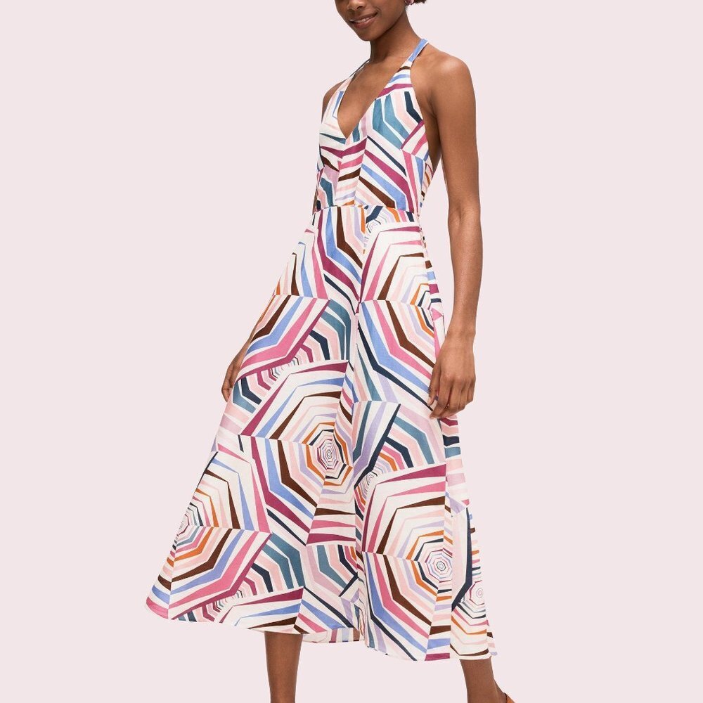 KATE SPADE geobrella print linen & silk sundress